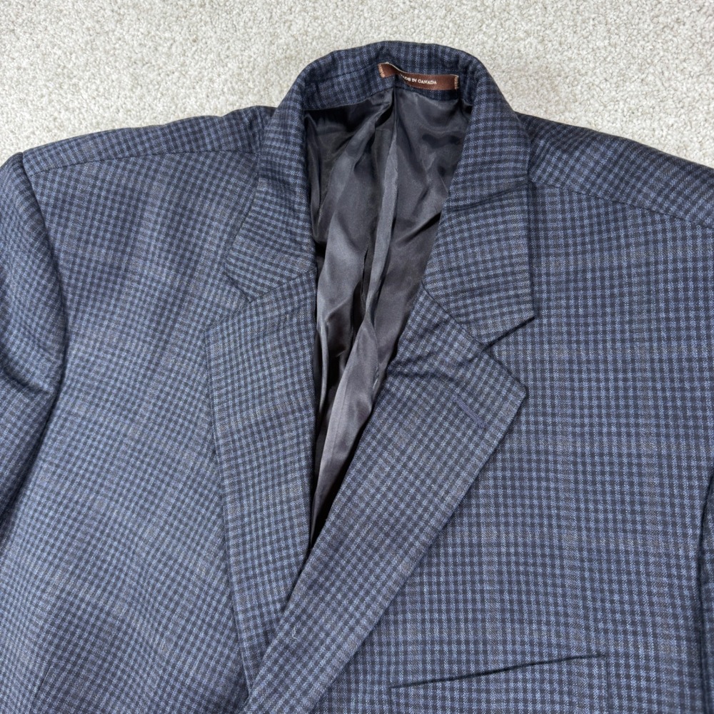 Peter Millar Sport Coat Mens 50R Navy Blue Wool Cashmere E. Thomas Check Blazer